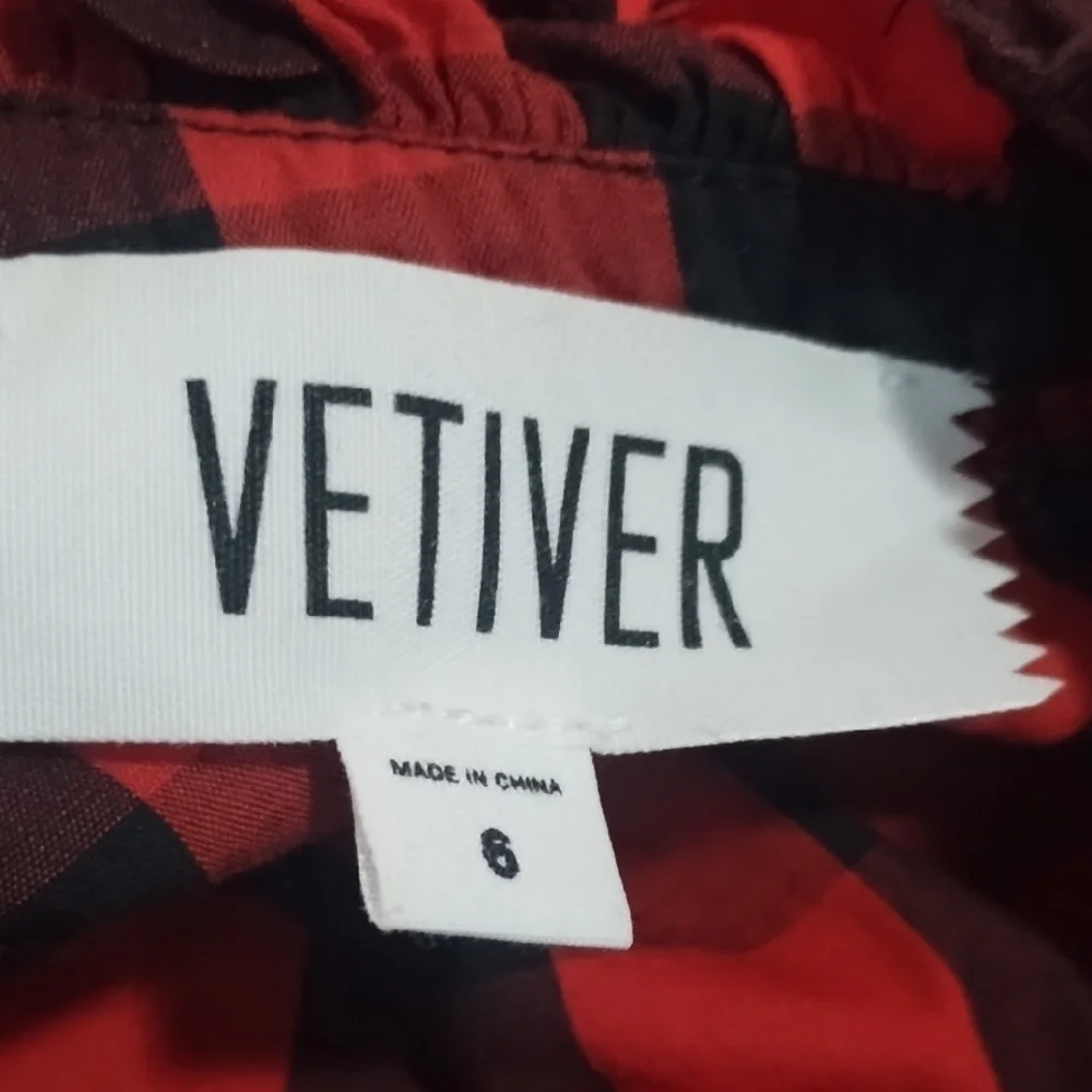 Vetiver Free People Buffalo Plaid Drop Waist Dress Women's 6 Poppy - Picture 4 of 5